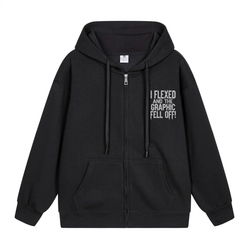 

Men's Zip-Up Hoodie I Flexed And Graphic Fell 2025 New Style Casual Couples’ Style Casual and Loose