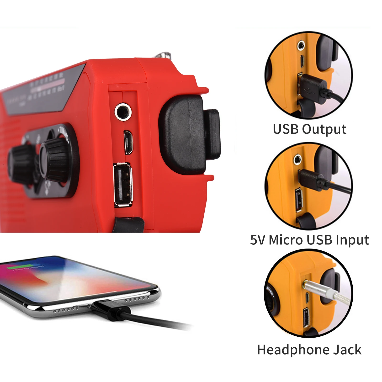 يختتم راديو الطاقة الشمسية في حالات الطوارئ راديو بالطاقة الشمسية كرنك بالطاقة مع بطارية قابلة للشحن SOS إنذار AM/FM/WB مصباح يدوي مشرق