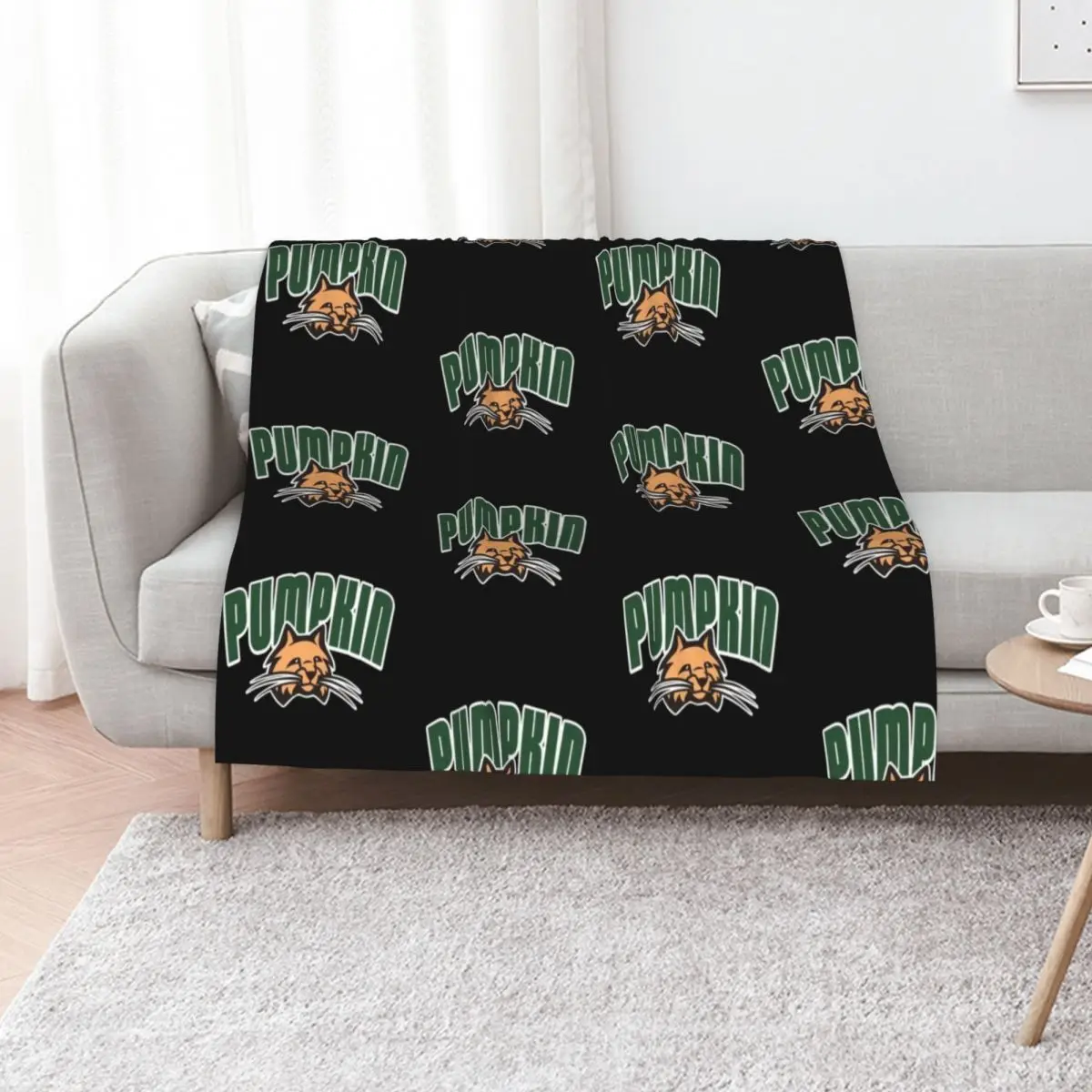 

Ohio University Logo Pumpkin the Cat Throw Blanket Shaggy Luxury Soft Beds warm winter Blankets