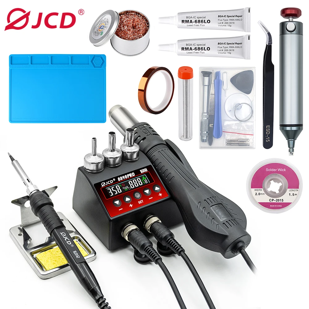 750W BGA 2 IN 1 Soldering Station LCD Display Adjustable Wind Speed Welding Rework Station For Phone SMD IC Repair Tools 8898pro