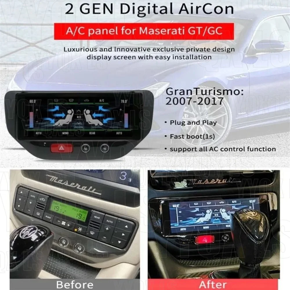 Car Climate Board AC Panel For Maserati GT/GC Gran Turismo Digital Screen Air Conditional Dashboard Refit AutoStereo Accessories