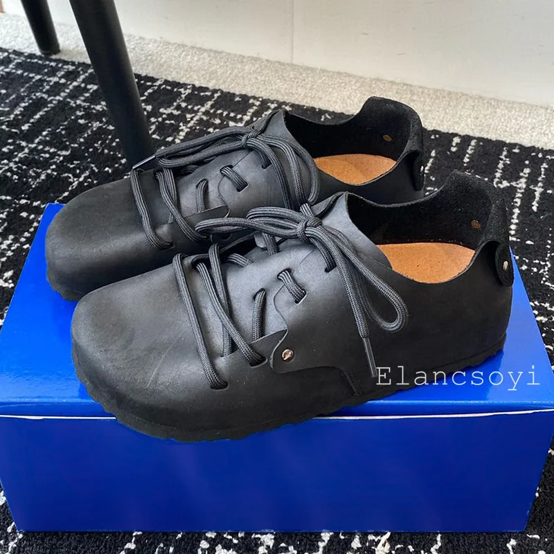 Spring Autumn genuine leather lace up retro flat shoes women's casual versatile single shoes daily office commuting shoes 2024