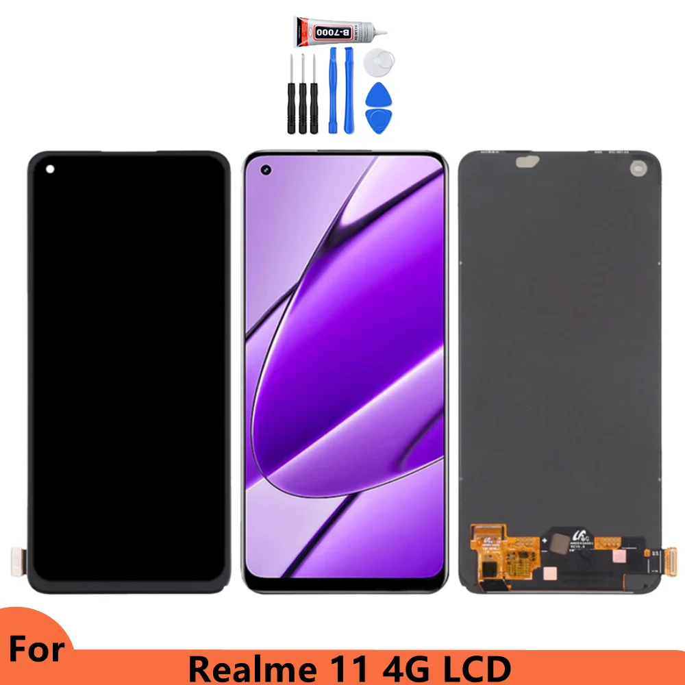 100% Tested Original AMOLED 6.4\'\' For Realme 11 4G LCD Display Touch Screen With Frame Realme 11 4G RMX3636 Display LCD Parts