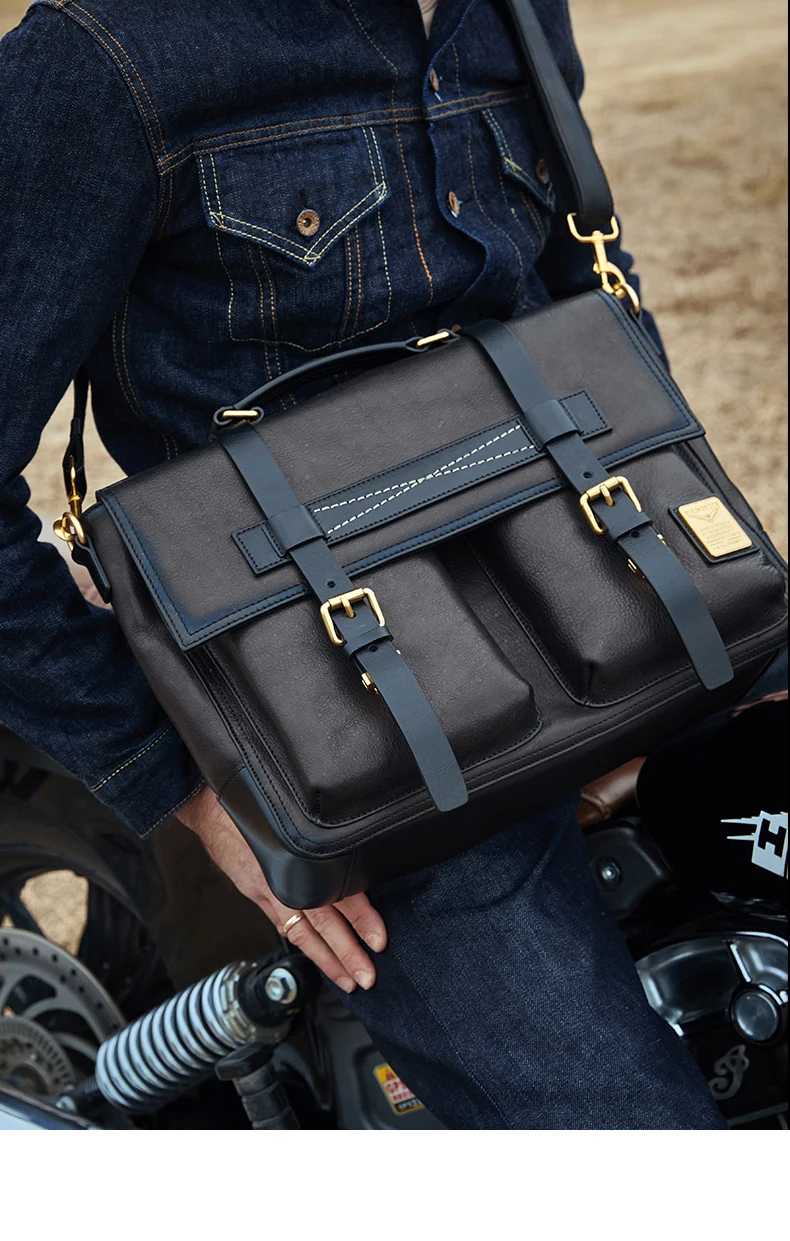 Luxury Brand Vintage Man Fine Grain Cognac Leather Business Satchels Bag Men\'s Messenger Crossbody Handbag Shoulder Male Big Bag