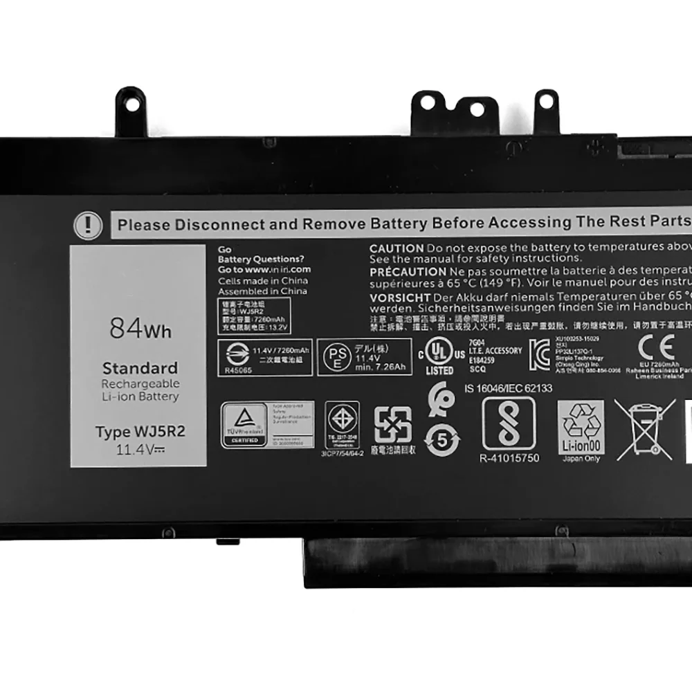 New WJ5R2 84Wh Original Laptop Battery for Dell Latitude E5570 Precision 3510 P48F 04F5Y 4F5YV