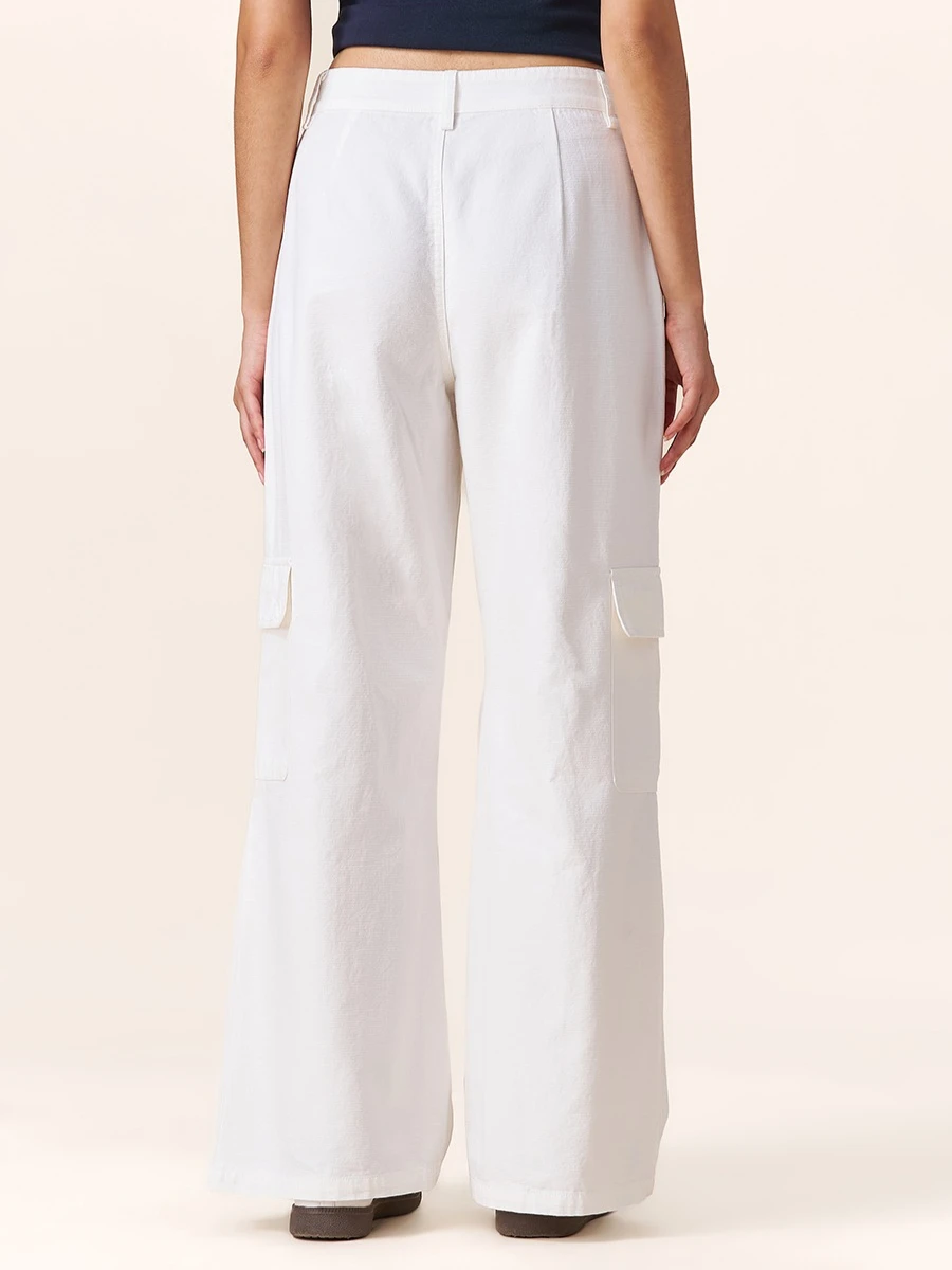 YESCCI White Pants Solid Color Straight Wide Leg Trousers 2026 Autumn New Multi-Pocket Wrinkle Resistant Women's Pants S56241132