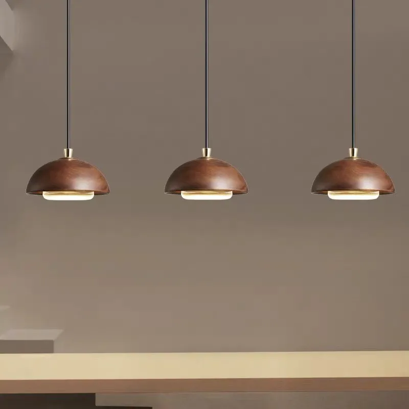 Japanese Modern Solid Wood Restaurant Pendant Lamp Nordic Home Decor Bedroom Board Chandelier Bar Counter LED Lights Lustres