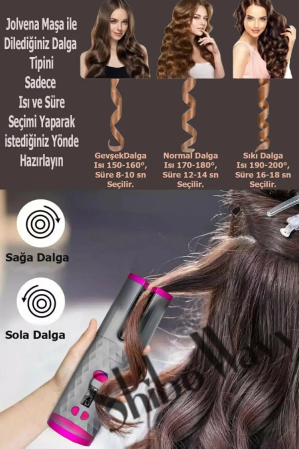 Alat Pengeriting Rambut Otomatis Isi Ulang Nirkabel Pembentuk Aleti Rambut Keriting