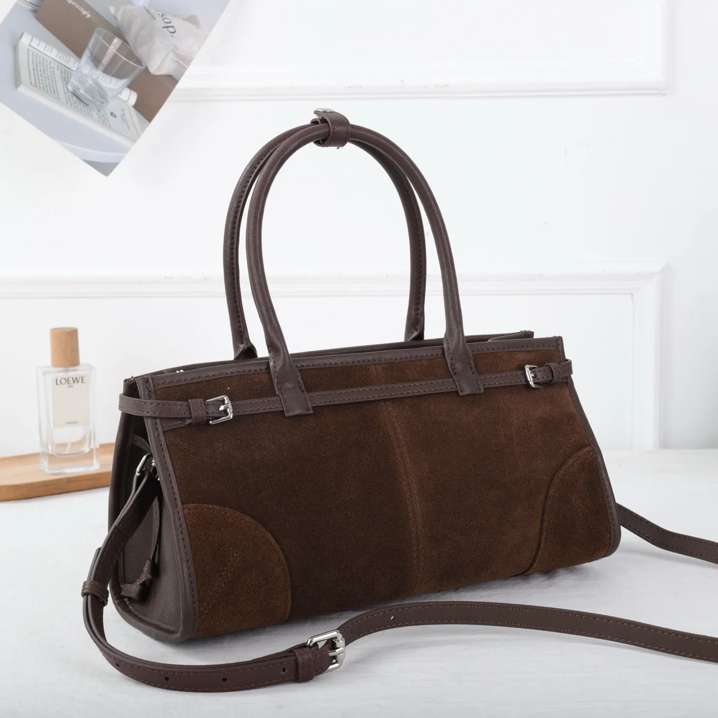 

Suede Cow Leather Handbag Women 2026 New Ladies Genuine Leather Tote Bag Young Girls Shoulder or Crossbody Bags