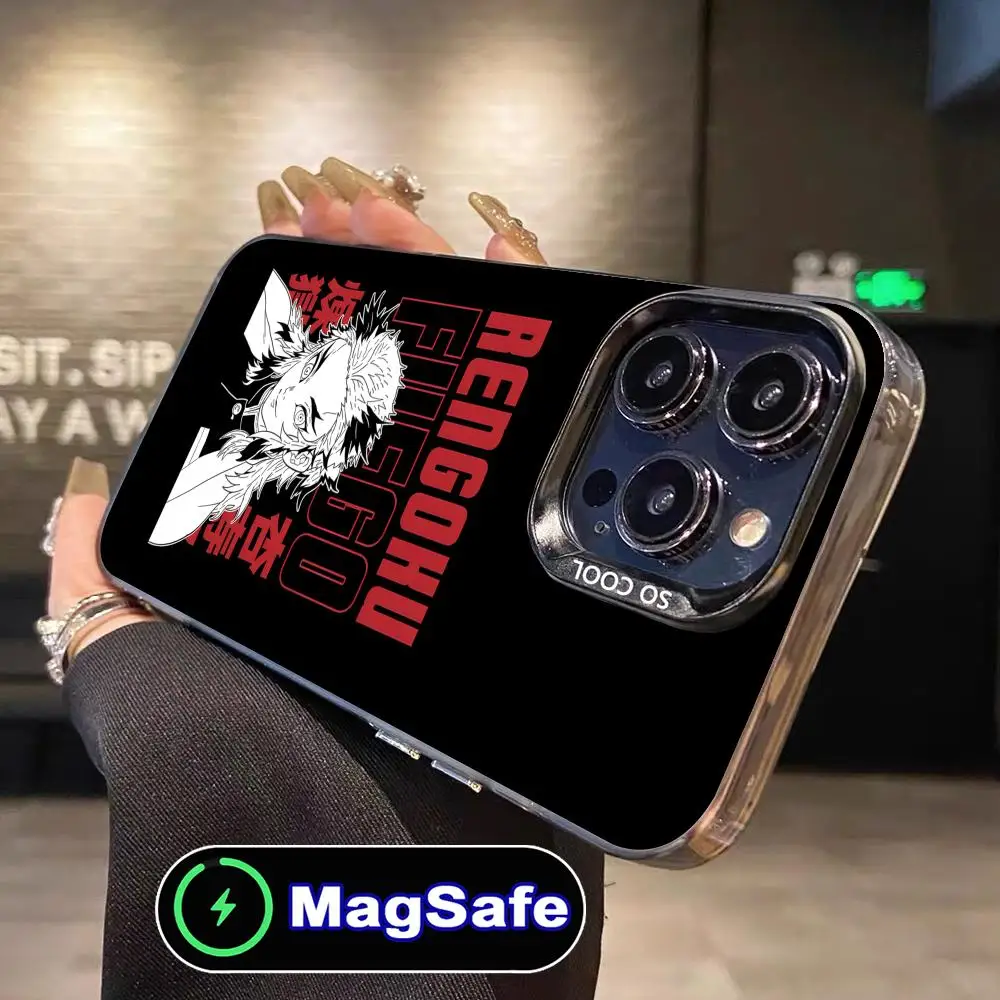 Demon Slayer Rengoku Phone Case for iPhone 16 15 14 13 12 11 Pro Max Plus MagSafe Translucent Colour Printing Luxury Pretty