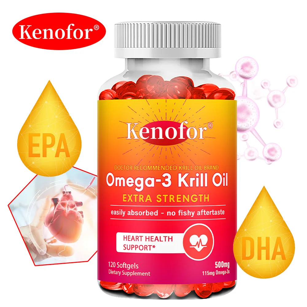 Antarctic Krill Oil 500mg Omega 3 Fatty Acid Supplement, High Potency EPA & DHA Krill Oil, Astaxanthin, Supports Heart Health