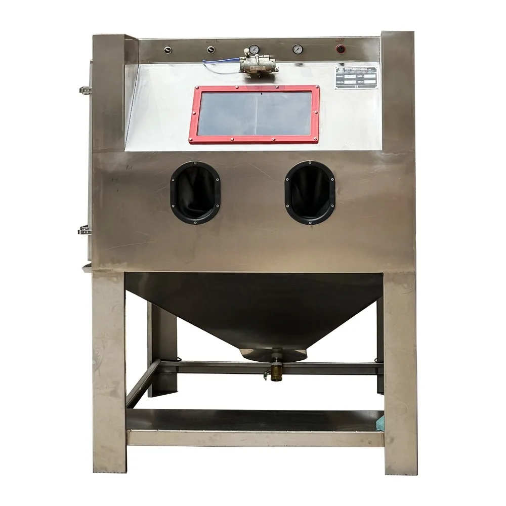 Máquina de jateamento de areia de água sem poeira, ecológica, tipo caixa de aço inoxidável de alta pressão