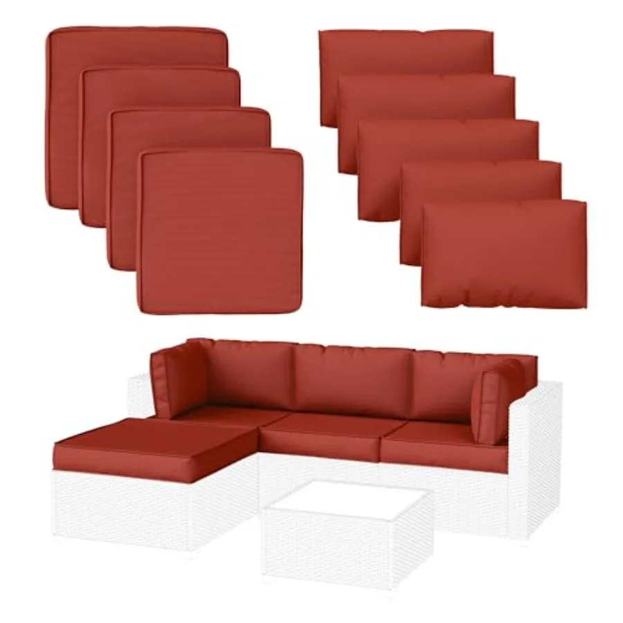 

9 Pack Patio Cushion Covers Outdoor Furniture Cushion Slipcovers Replacement Waterproof with Zipper for 5 Pcs Patio Furniture S