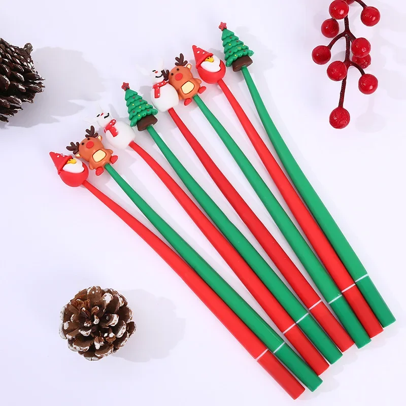 24Pcs Cartoon Soft Gel Christmas Shake Music Neutral Pen, Decompression Shake Pen Student Prizes Gifts Creative Stationery