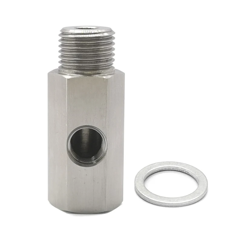 New Side Holes 1/8 NPT And M16x1.5 Stainless Steel Oil Pressure Oxygen Senso Connector Adapter Fitting With Gasket