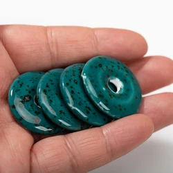 Handcrafted Round Ceramic Beads Set 2 Pieces 30x6mm for DIY Jewelry Making TCZ554