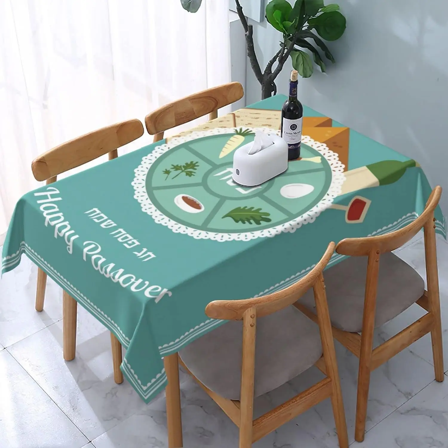 Happy Passover Jewish Tablecloths Pesach Star of David Jewish Festival Table Cover Holiday Party Home Kitchen Dining Table Decor