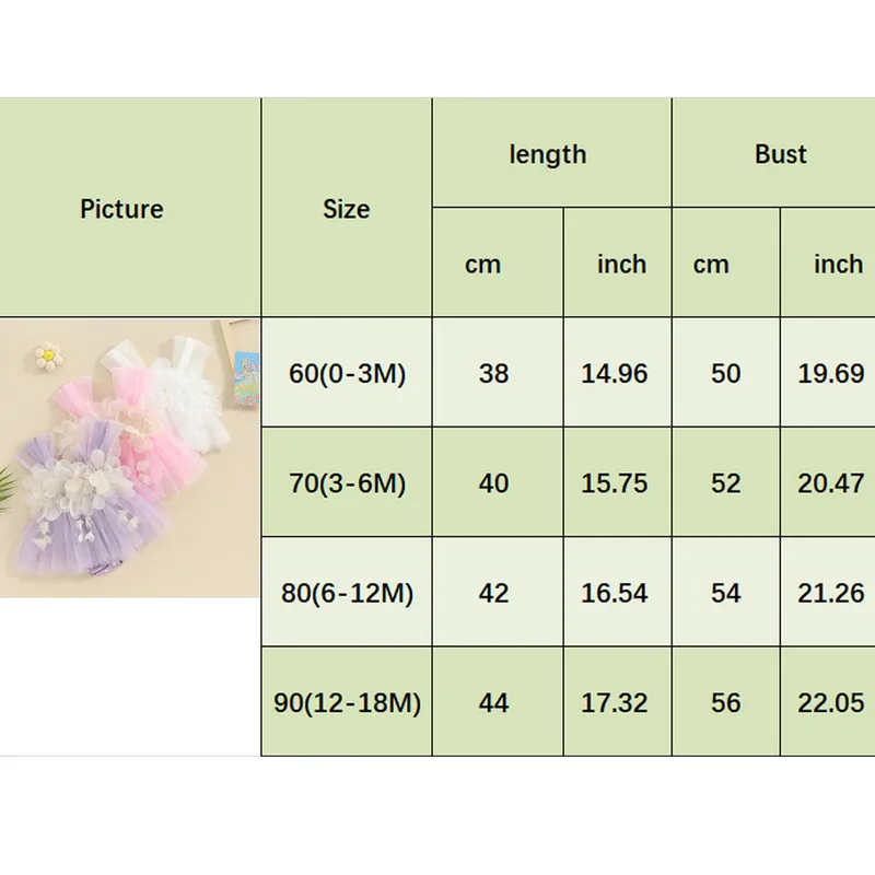 Newborn Baby Girls Summer Bodysuit Dress Sleeveless 3D Flower Decor Tulle Patchwork Jumpsuit