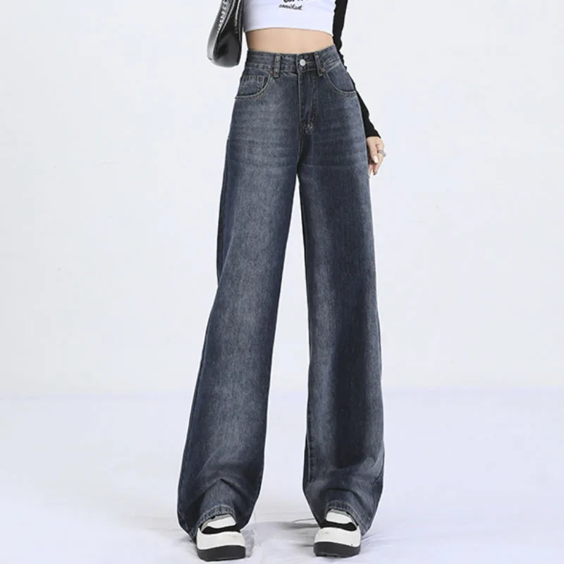 

Y2K Gradient Color Blue Jeans Women High-waisted Wide-leg Autumn 2023 Chic Y2K Streetwear Pants Women