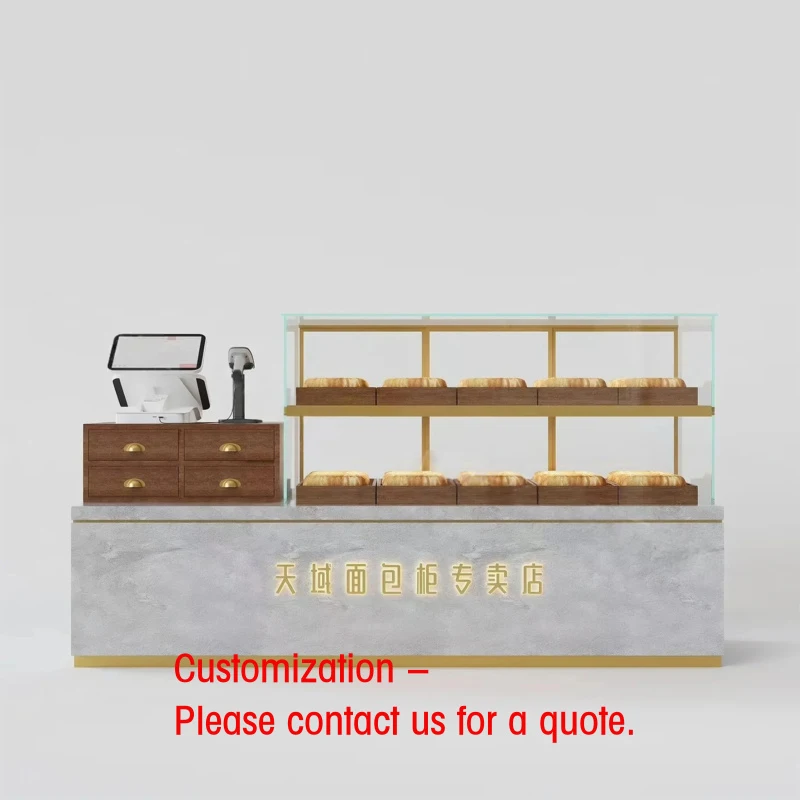 

custom.Commercial Refrigerated Food Display Wooden Glass Back LED Lighting Heavy Duty Varnished Cubical
