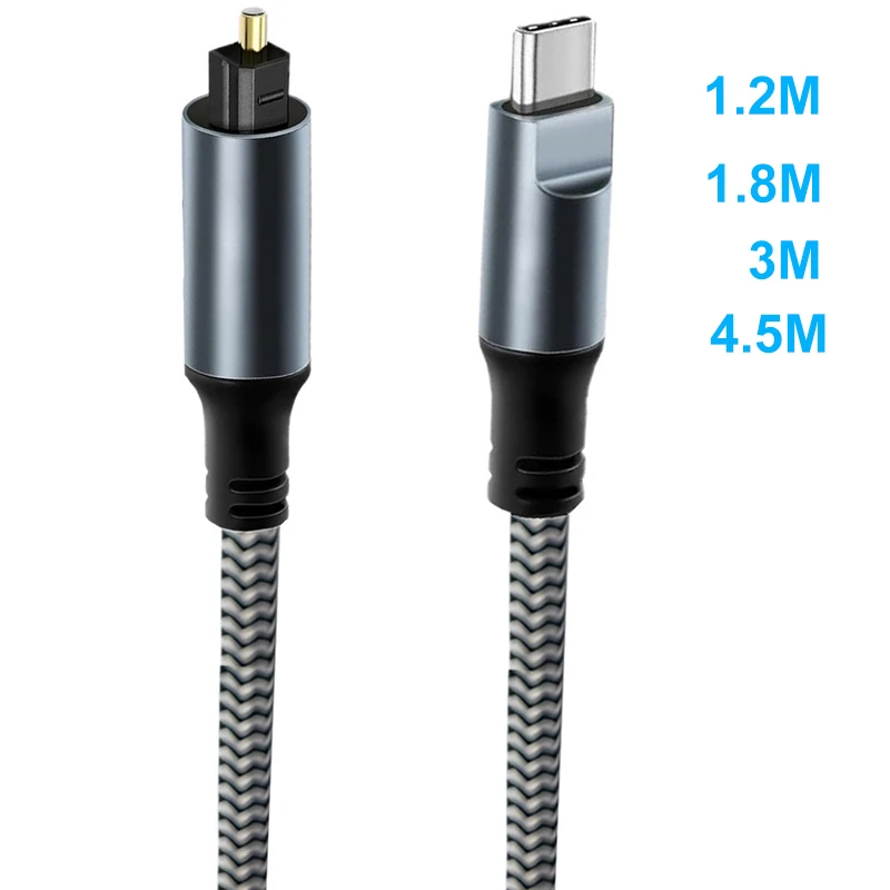 USB C to Optical Sound Adapter Type C to SPDIF Digital Converter Connector Cable 1.2M 1.8M 3M 4.5M For Computer Laptop