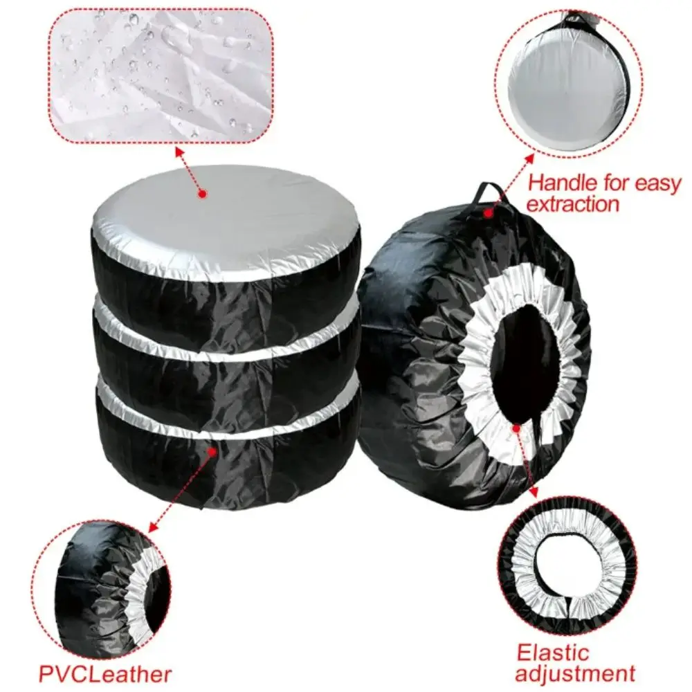 

Серебристый, черный чехол для шин, водонепроницаемый 210D ткань Оксфорд, защита для хранения колес, полиэстер, пыленепроницаемая сумка для хранения запасных шин