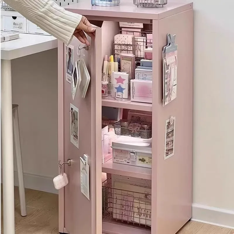 Snack floor storage cabinet multi-layer large capacity simple single door storage cabinet girls' room organizer high-end sense o