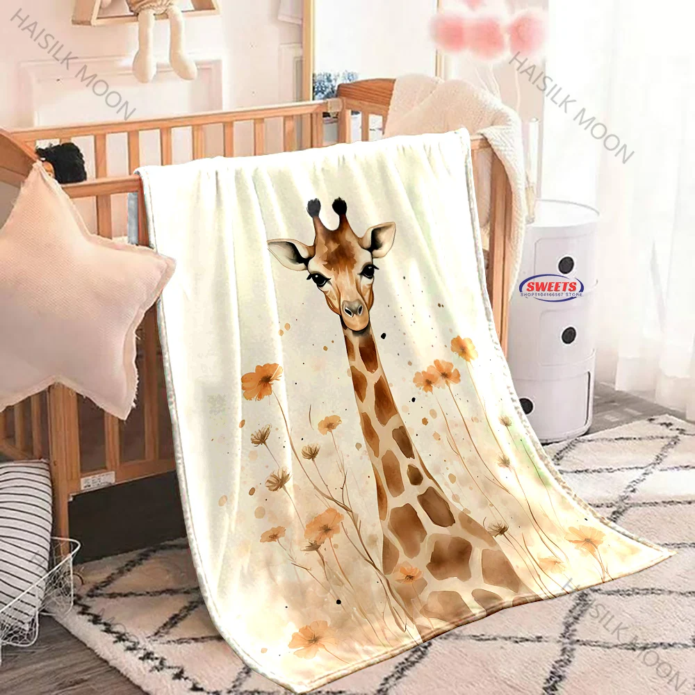 Funny Cartoon Giraffe Blanket Soft Flannel Blanket for Bed Couch Sofa Decor Blanket Birthday Christmas Gift for Son and Daughter