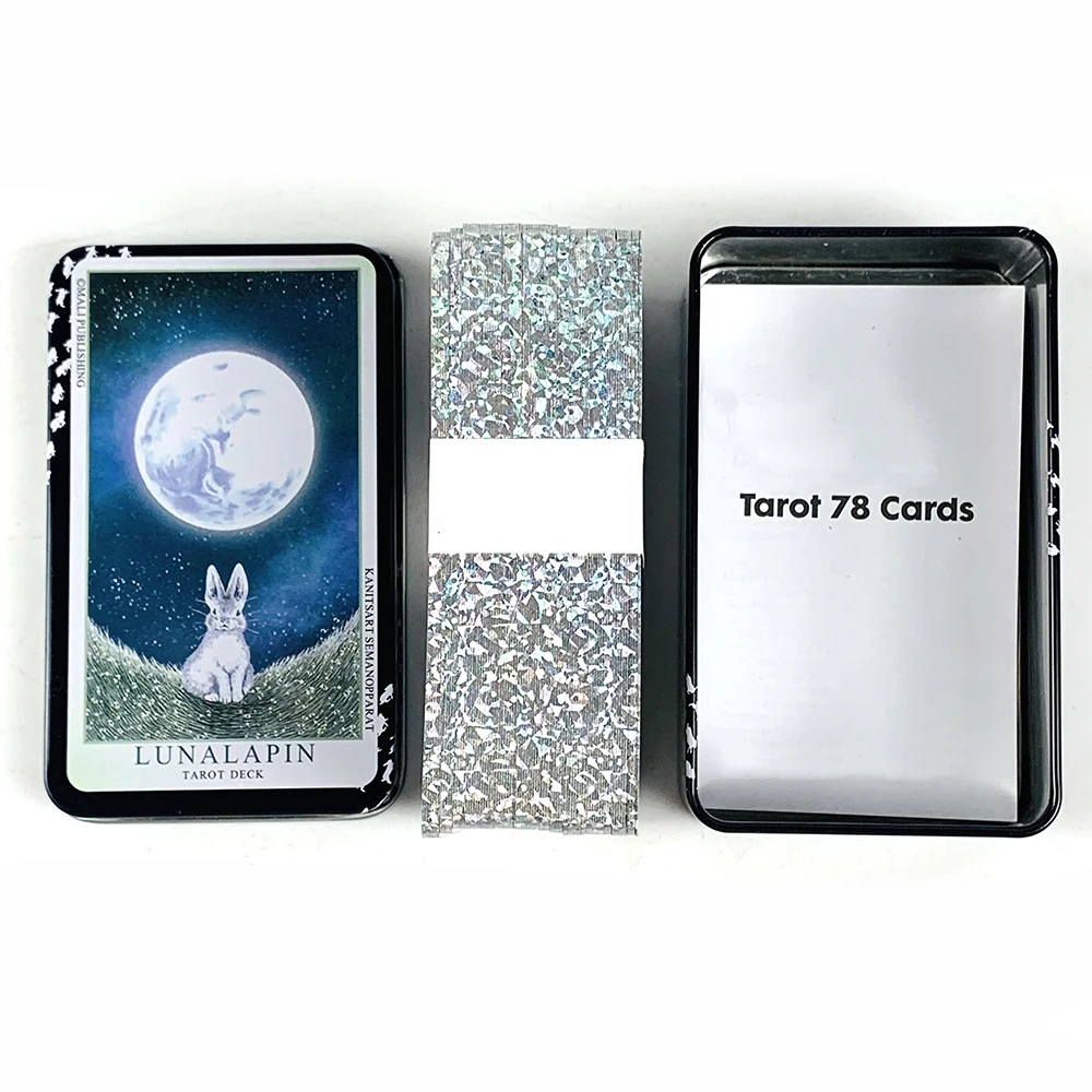 

Карточная игра Lunalapin Rabbit Tarot в железной коробке, высококачественная колода Таро с бумажным руководством, настольные игры для семейного досуга
