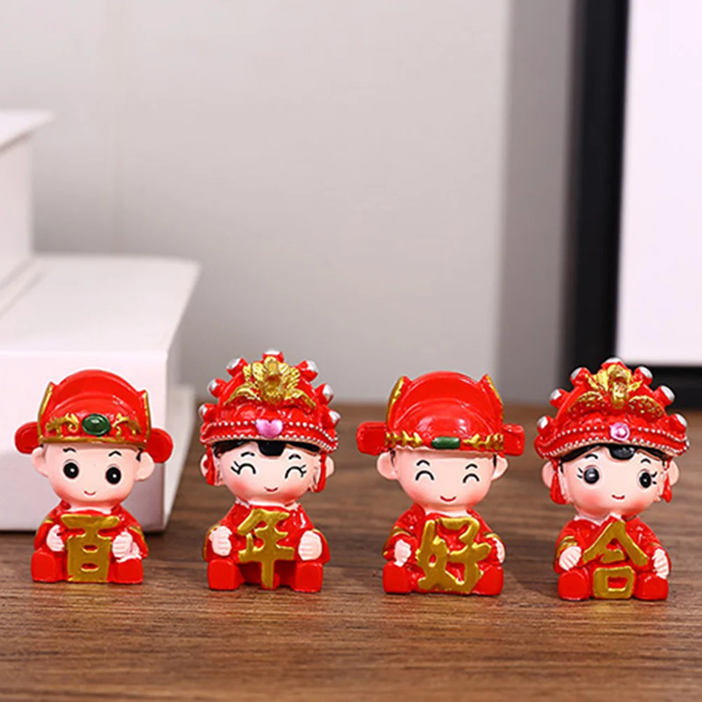

Car Ornaments Couple Figurine Figurines Decors Cake Topper Wedding Chinese Bride and Groom