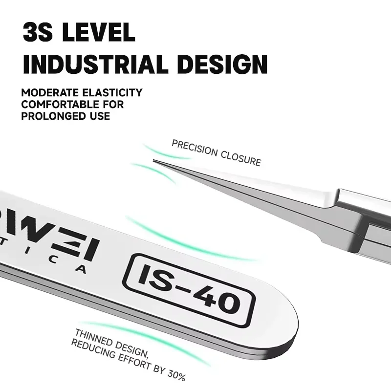 Luowei IS-40 Non-magnetic Tweezers Pointed Micrometer IC Tweezers 3