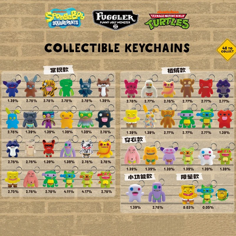 

Fuggler Key Chain Blind Box 2 Generation Teeth Monster Teenage Mutant Ninja Turtles SpongeBob Action Figures Keyring Mystery Box