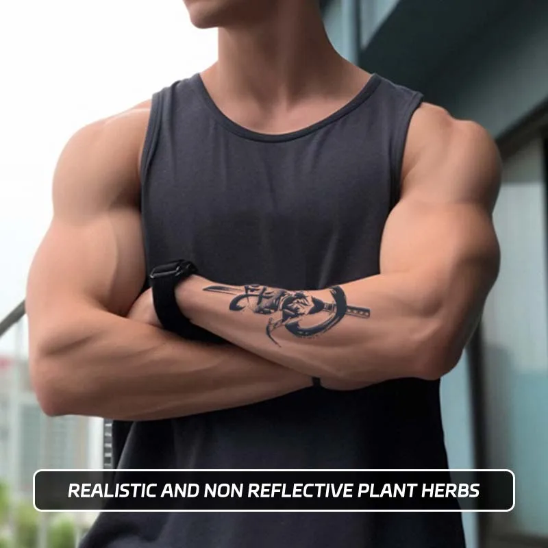 Durable Waterproof for One to Two Weeks Katana Sword Pattern Temporary Tattoo Stickers Simulated Non-Reflective Fake Tattoos
