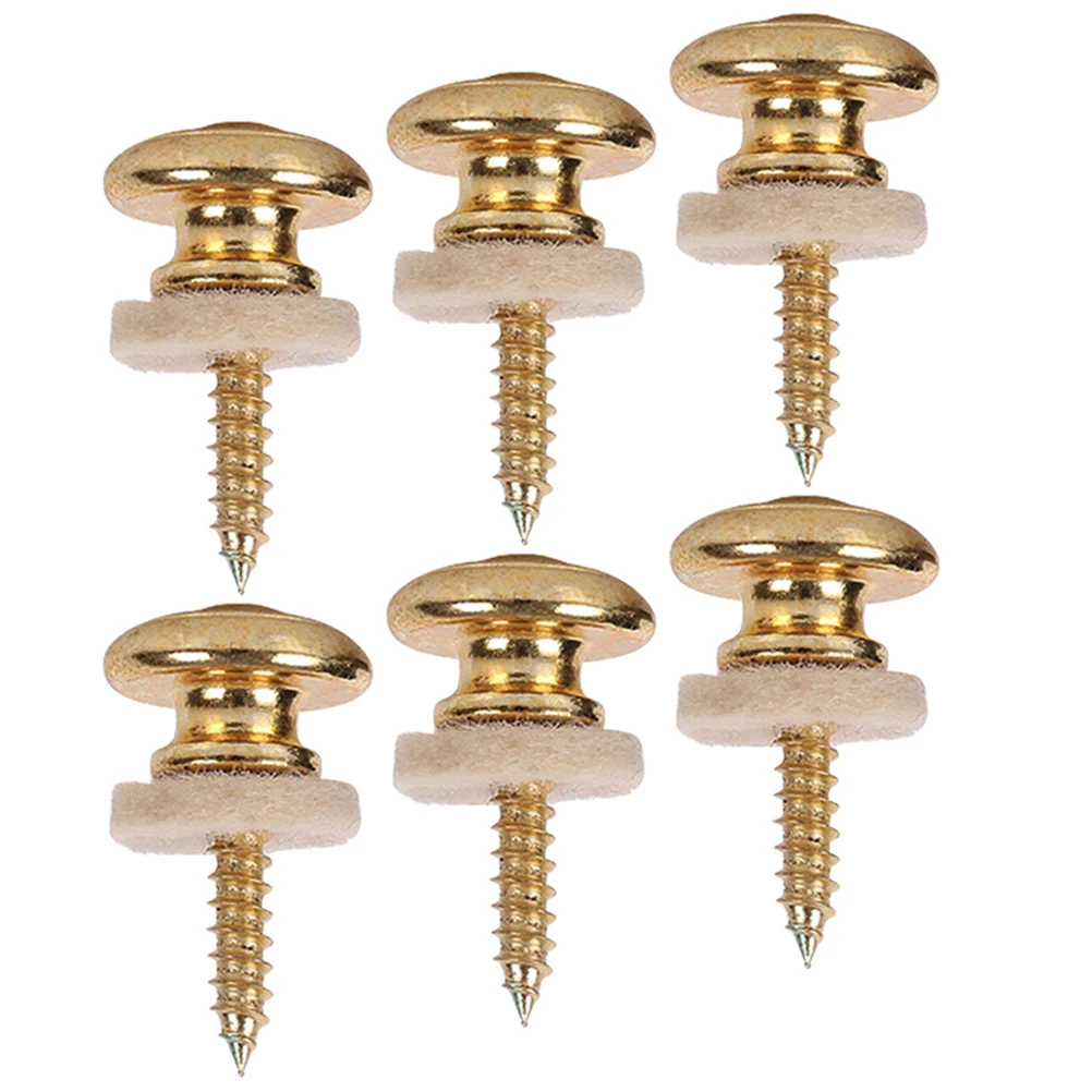 

6 Pcs Golden Guitar Strap Locks Metal Buckles for Bass Electric Anti-Slip Durable Nails Buttons Pegs Accessories