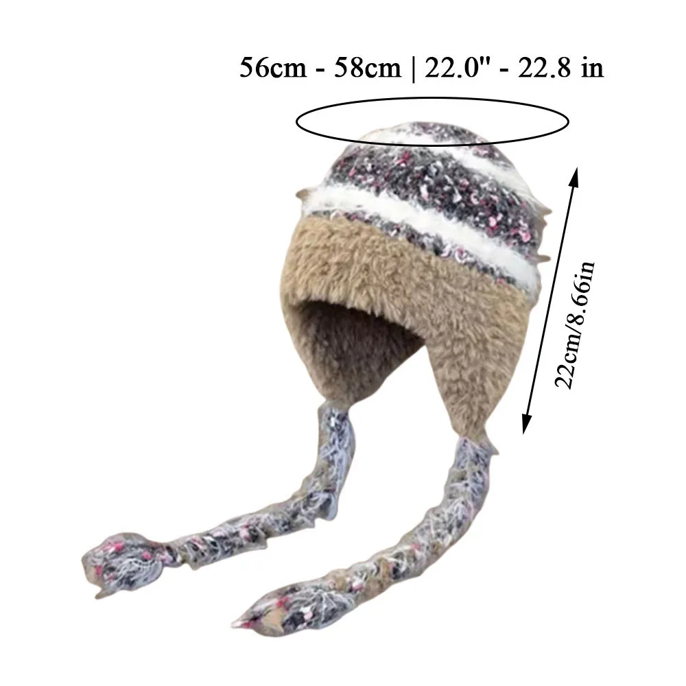 Colorful hand knitting hat female new autumn and winter warm earmuffs stripe matching hat