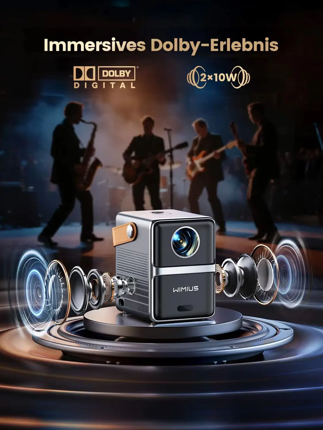 Wimius P61 Tragbarer 4K-Projektor Offizieller Netflix 1600ANSI Autofokus Full HD 1080p WIFI 6 BT5.2 Dolby-Projektor für Heimkino