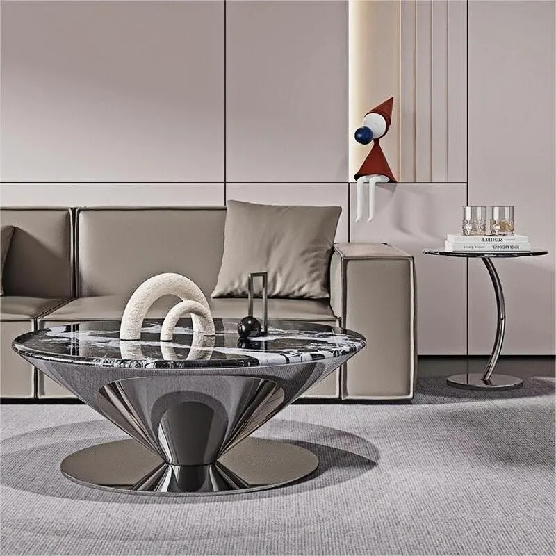 Table d'Appoint Ronde Transparente, Table Basse de Service Minimaliste, Meuble de Salon, Mobilier de Suite, Design Moderne sur Pied