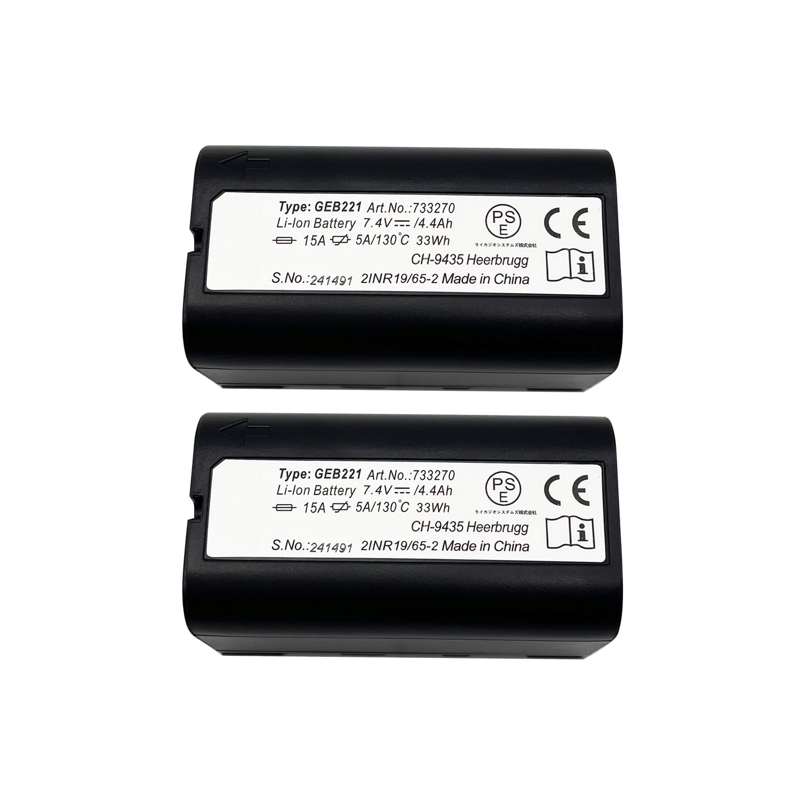 

2pcs GEB221 battery 7.4V 4400mAh Compatible for Leica Total Stations TS02 TS06 TS09 TPS1200 survey instrument