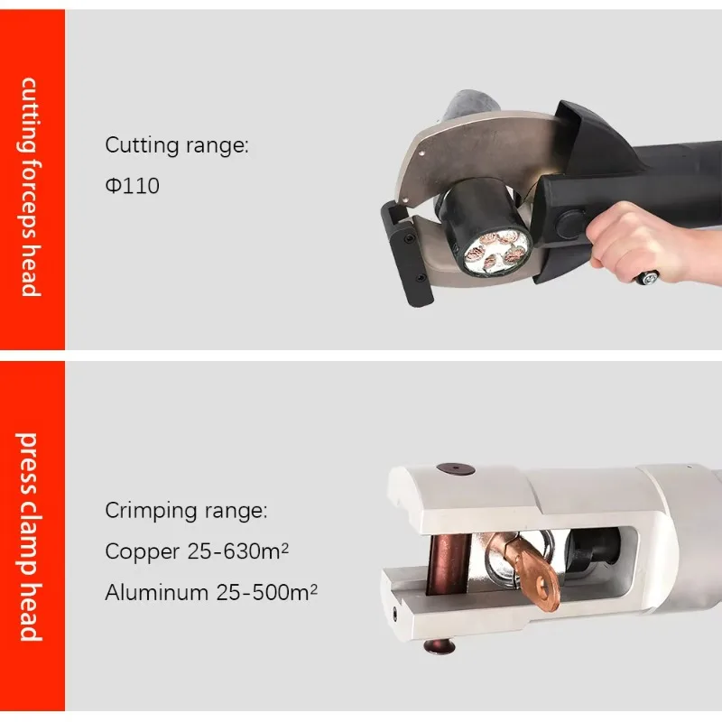 250kN 2in1 أداة هيدروليكية متعددة الوظائف تعمل ببطارية قابلة لإعادة الشحن لتجعيد وقطع نوع قبضة اليد