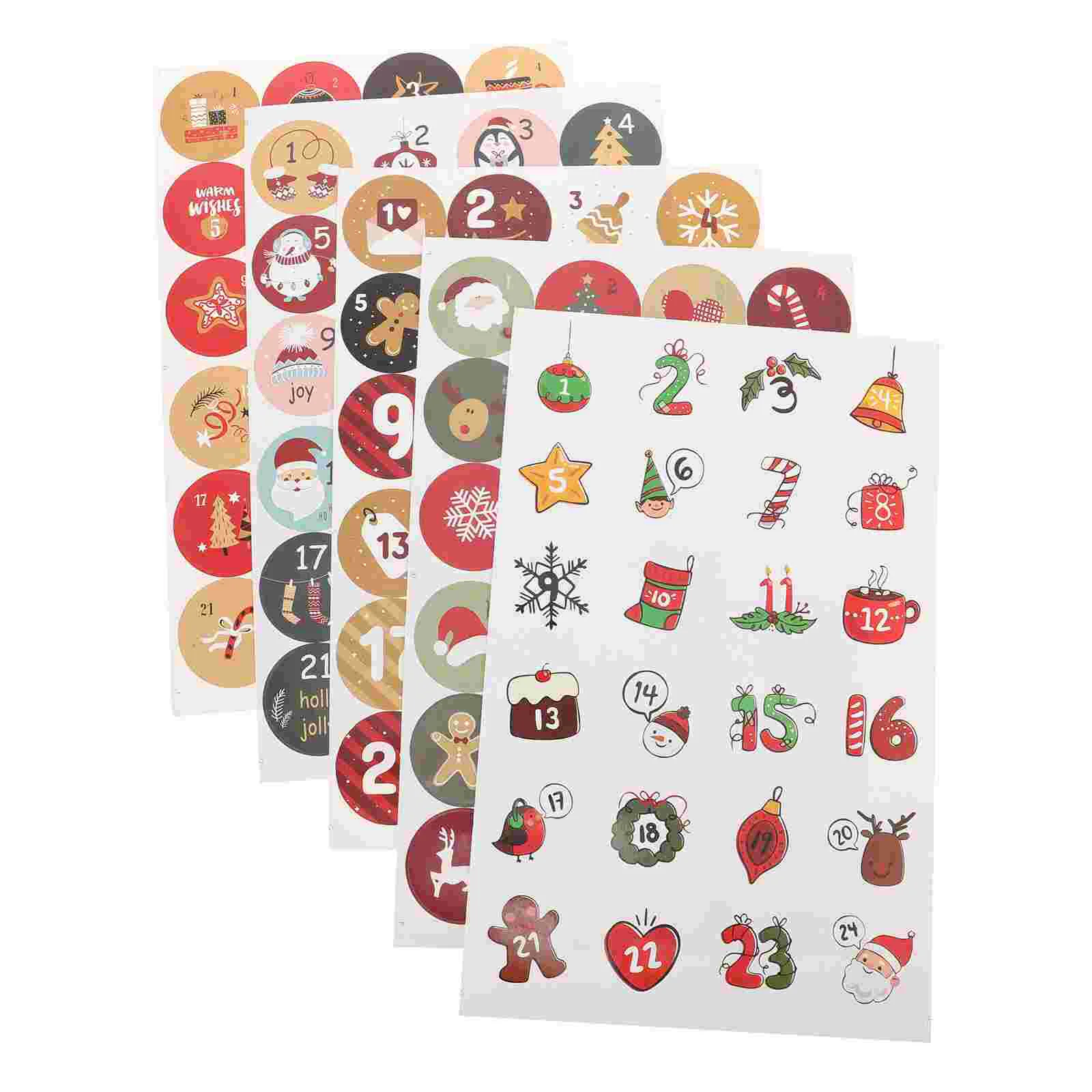 

25 Sheets Christmas Round Stickers Glass Bottle Decal Gift Bag Candy Bags Pouch Sealing Decorate