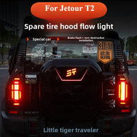 For Jetour Traveler T2 2023-2024 Car Tailgate Spare Tire Cover Letter Flow Light Car Exterior Modification Decorative Light