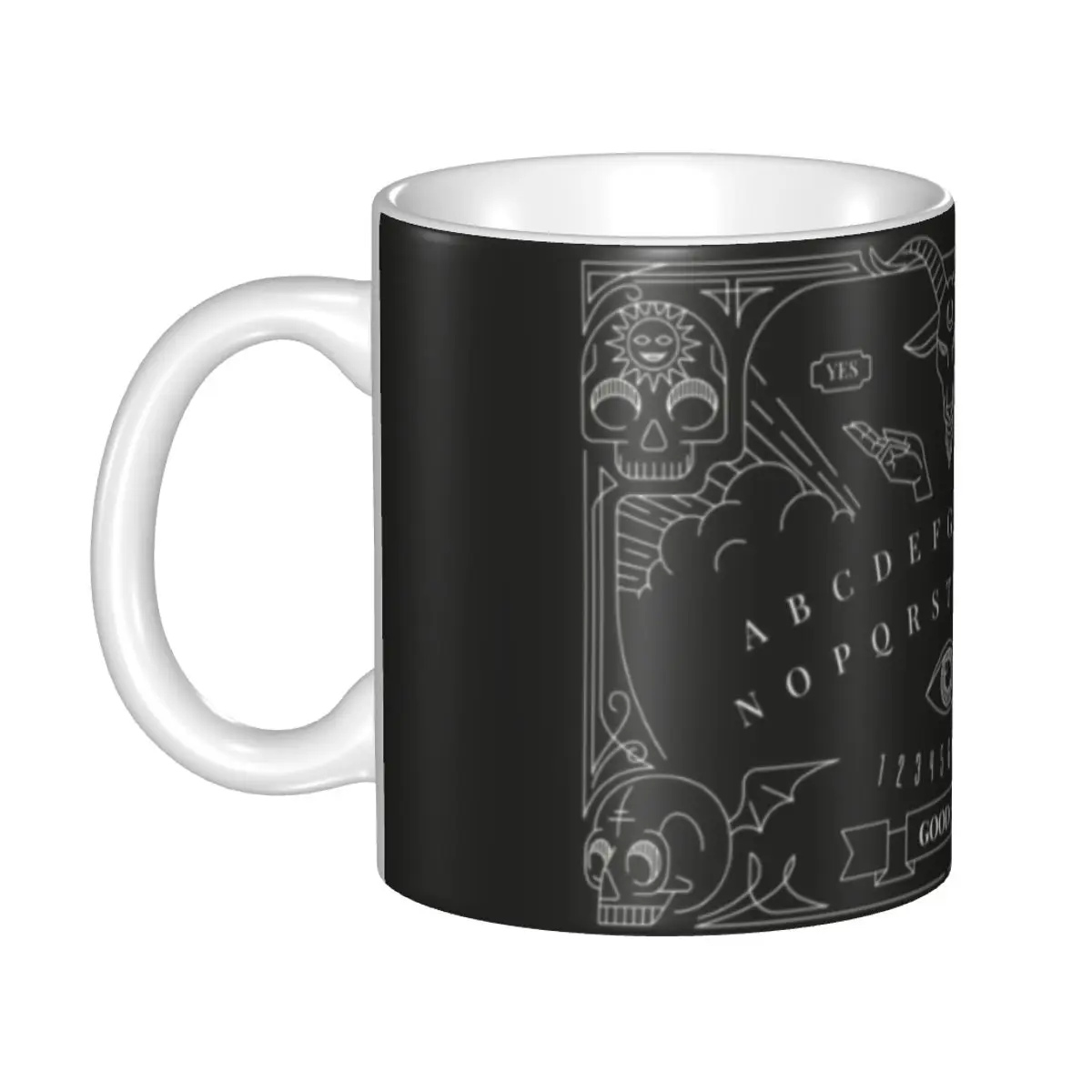 Black Witch Board Coffee Mugs DIY Custom Monster Horror Ghost Ceramic Milk Tea Mug Outdoor Work Camping Cups