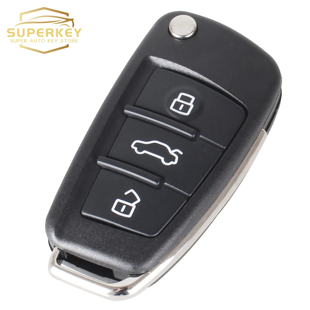 SUPERKEY Replacement 3 Button Folding Remote Flip Car Key Case Shell Fob For Audi A2 A3 A4 A6 A6L A8 Q7 TT