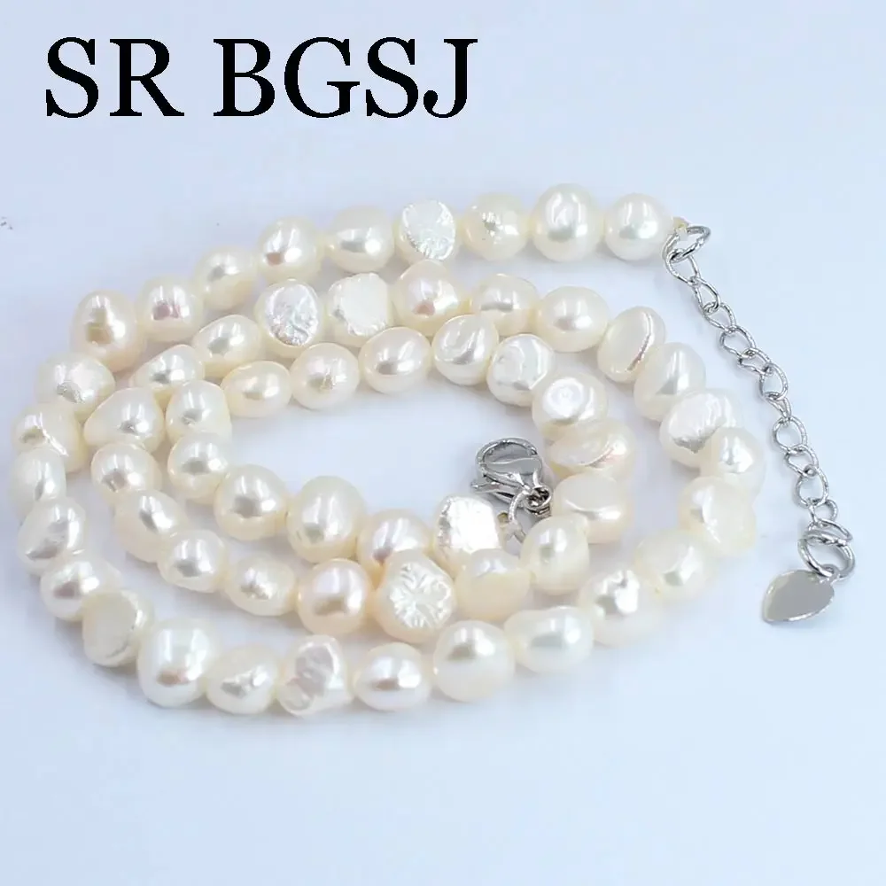 6-7mm White Pink Black Small Natural Freshwater Pearl Chains Chokers Collar Necklace Jewelry for Women Gift 18inch