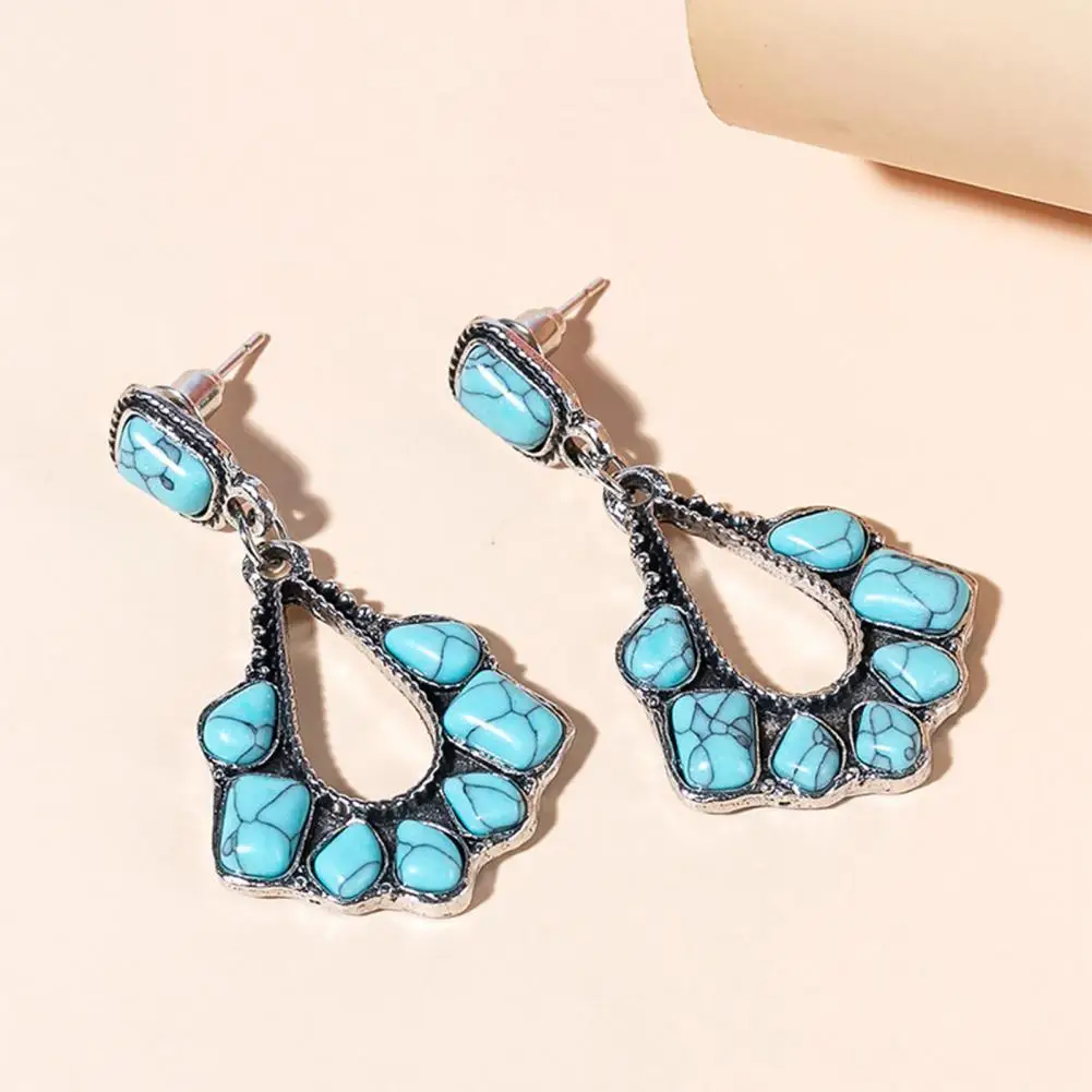 

Boho Style Earrings Faux Turquoise Stud Earrings Elegant Faux Turquoise Waterdrop Earrings for Women Lightweight for Prom