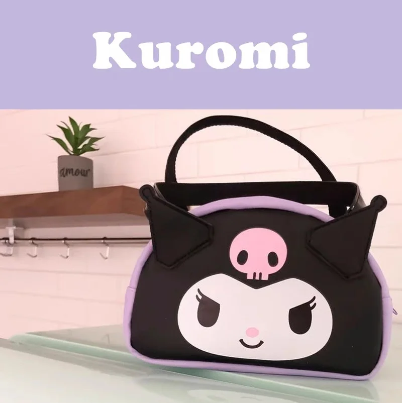 Sanrio Handbag Kuromi Little Devil Large Capacity Portable Summer Travel Portable Toiletries Storage Makeup Bag Work Lunchbox