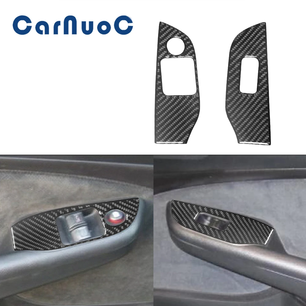 

Car Carbon Fiber Sticker Accessories Window Lifting Panel Decorative Cover Trim For Honda Civic 2003 2004 2005 Interior Moulding