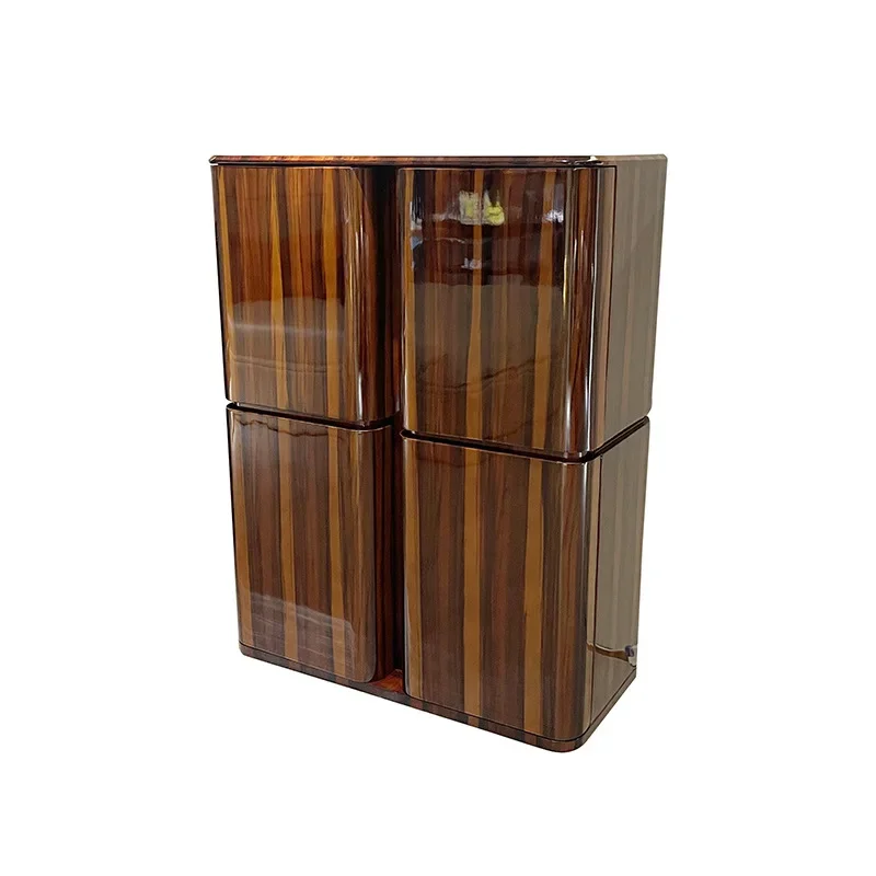 Light luxury marble sideboard Walnut lacquered TV cabinet