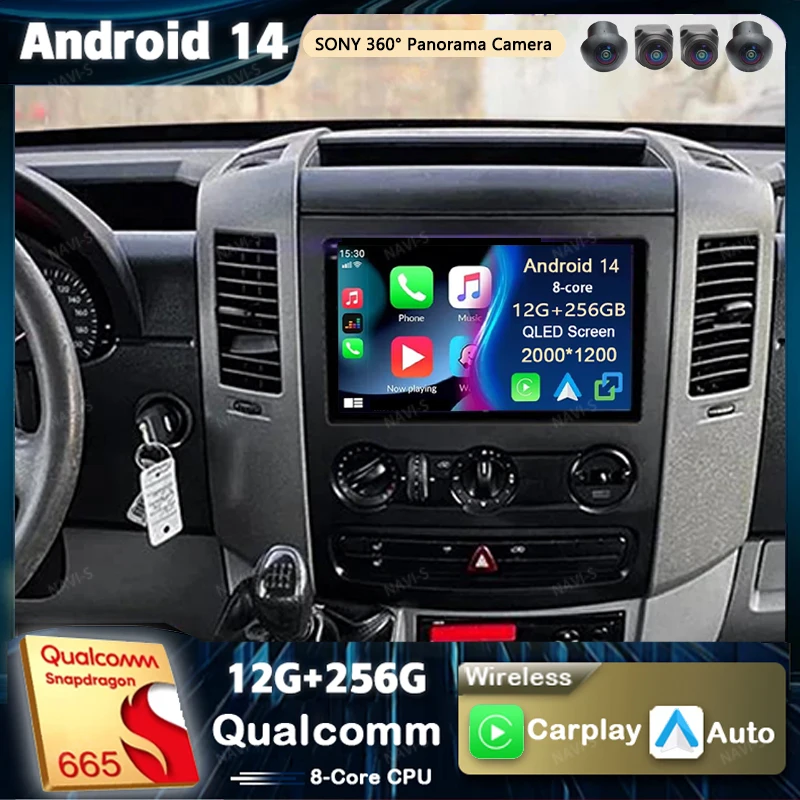 

Android 14 для Benz Sprinter Volkswagen Crafter 2006-2016 2K QLED Android Автомобильный радиоприемник Мультимедийный видеоплеер GPS стерео CarPlay