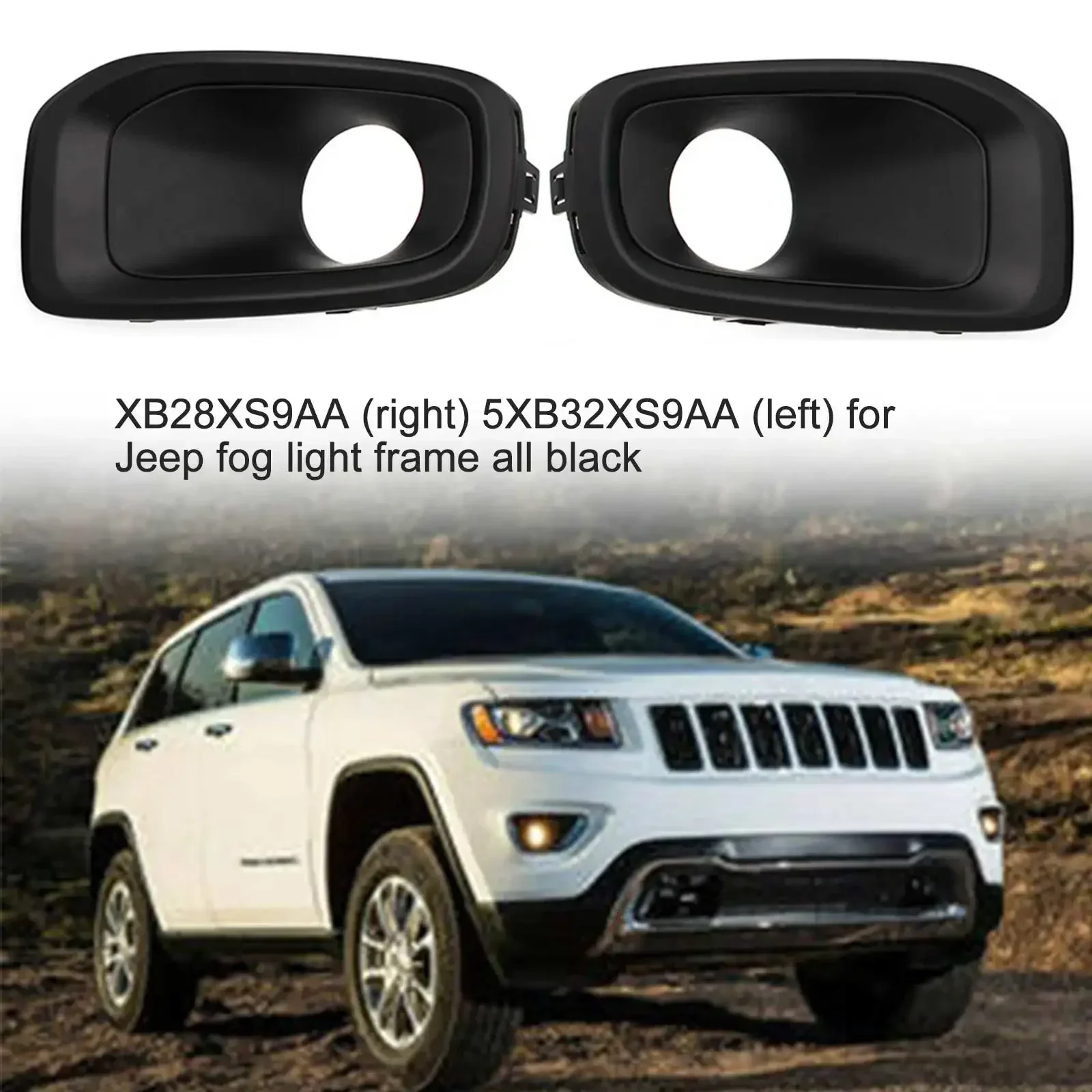 

Fog Lamp Frame Black Fog Light Bezel Plastic OE 5XB28XS9AA 5XB32XS9AA For Jeep Renegade 2014-2019 Replacement